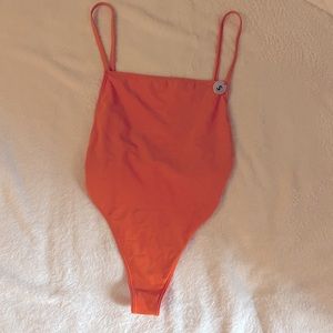 Orange Squareneck Swimsuit